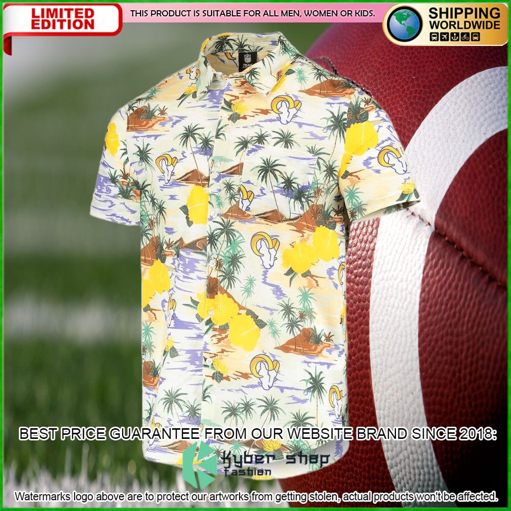 los angeles rams cream paradise floral hawaiian shirt limited editiondfutz