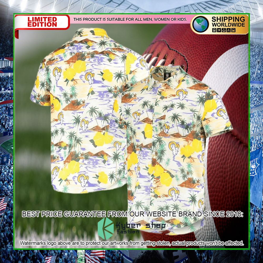 los angeles rams cream paradise floral hawaiian shirt limited editionik0fk
