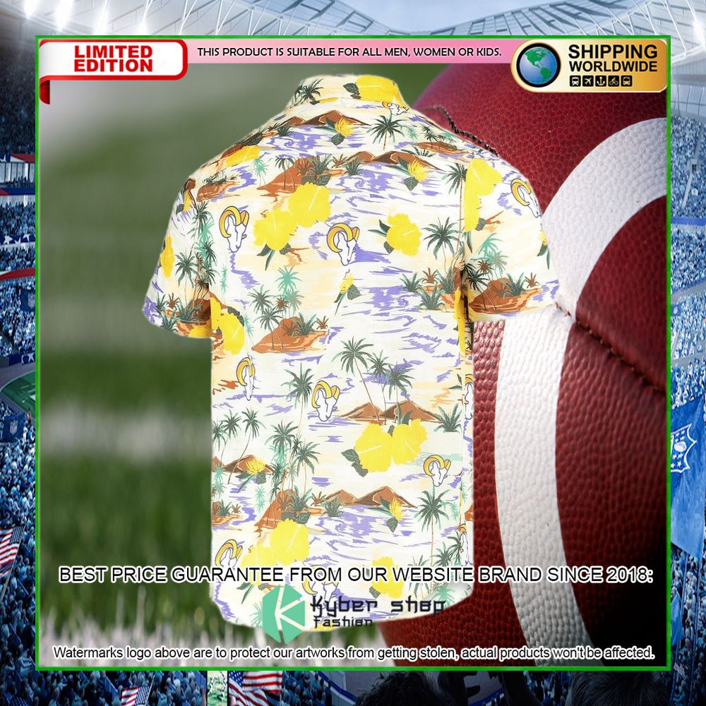los angeles rams cream paradise floral hawaiian shirt limited editionjifmy