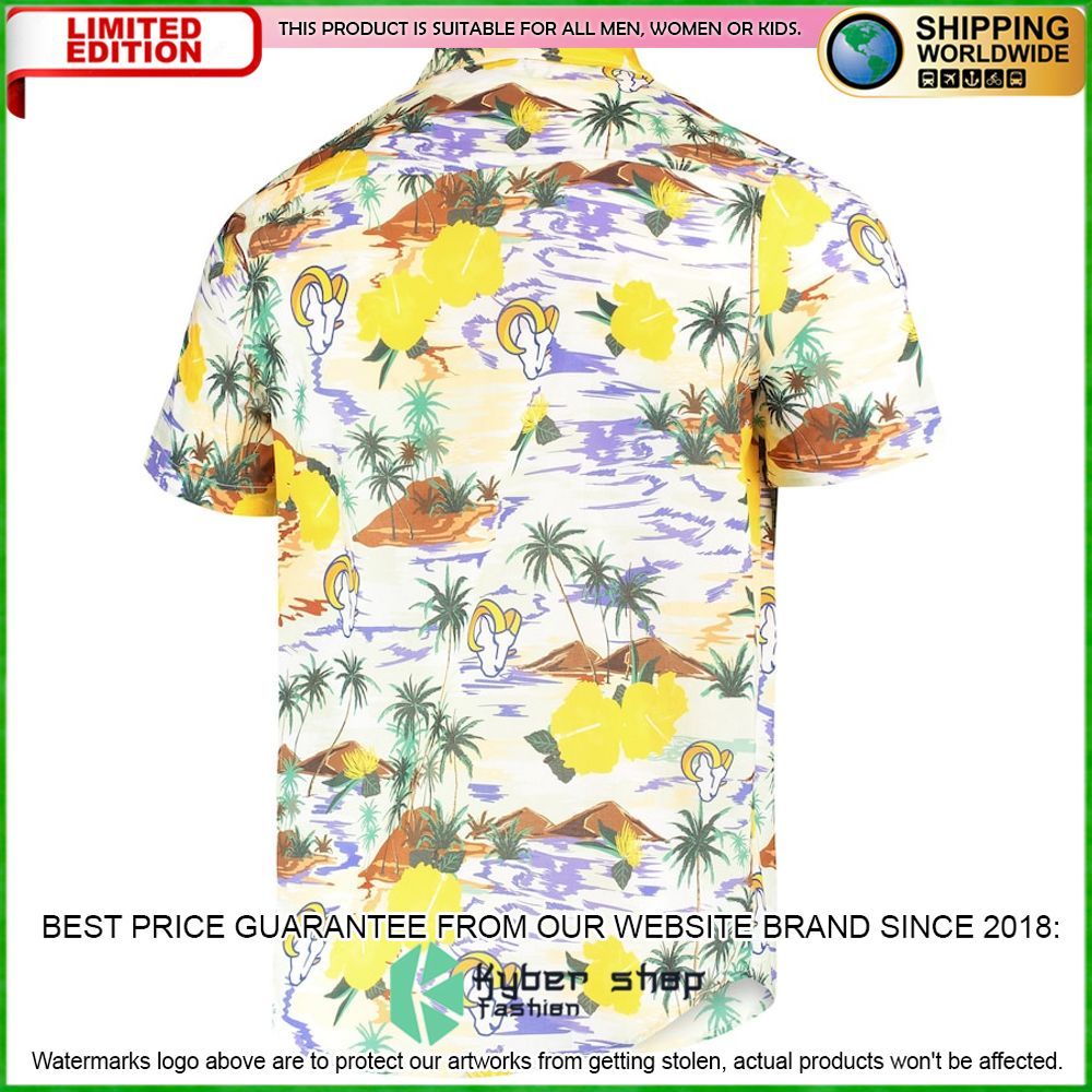 los angeles rams cream paradise floral hawaiian shirt limited editiontn4p6