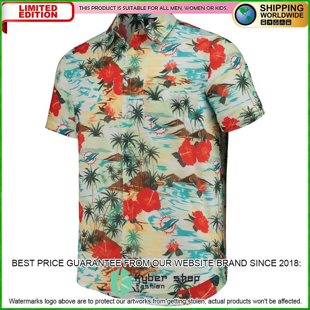 miami dolphins cream paradise floral hawaiian shirt limited editionb2dbk