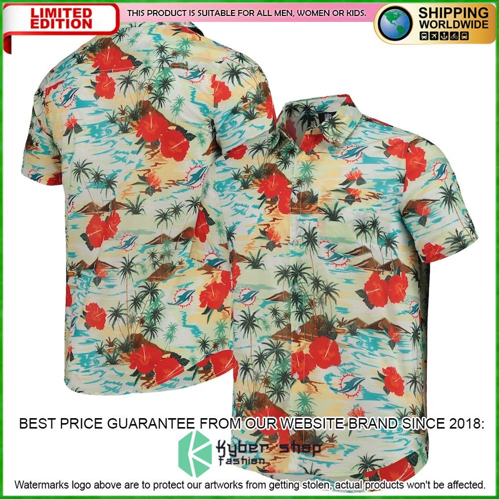 miami dolphins cream paradise floral hawaiian shirt limited editioncoljf