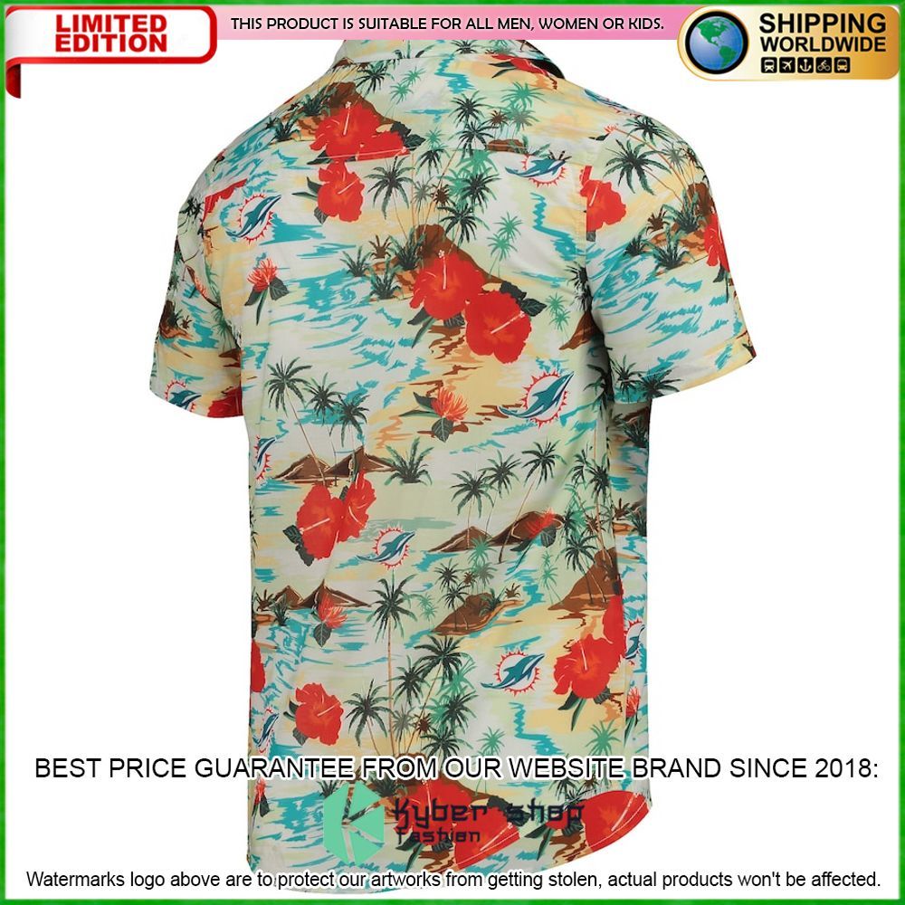 miami dolphins cream paradise floral hawaiian shirt limited editionppo85