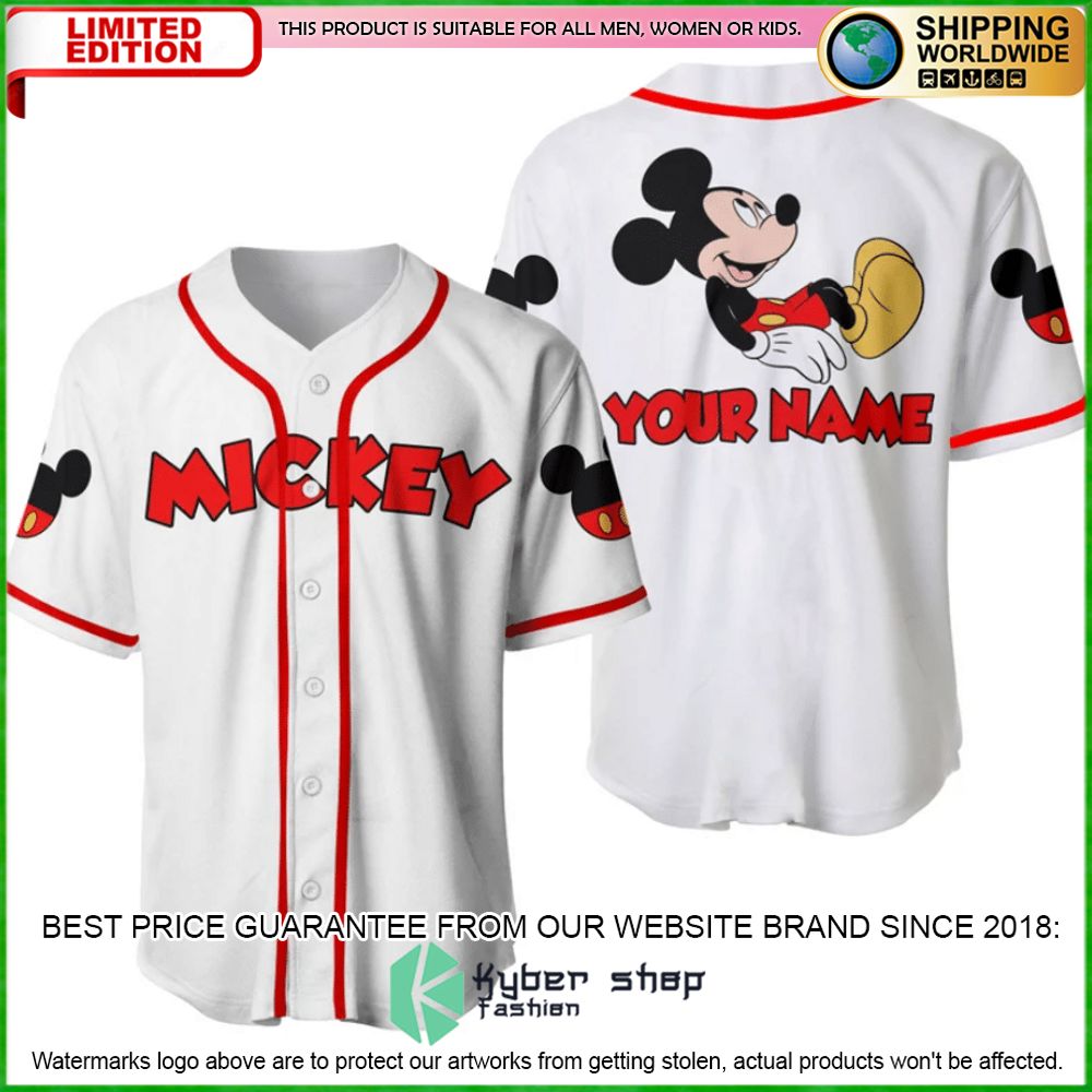 mickey mouse personalized white baseball jersey limited editionm4j2d