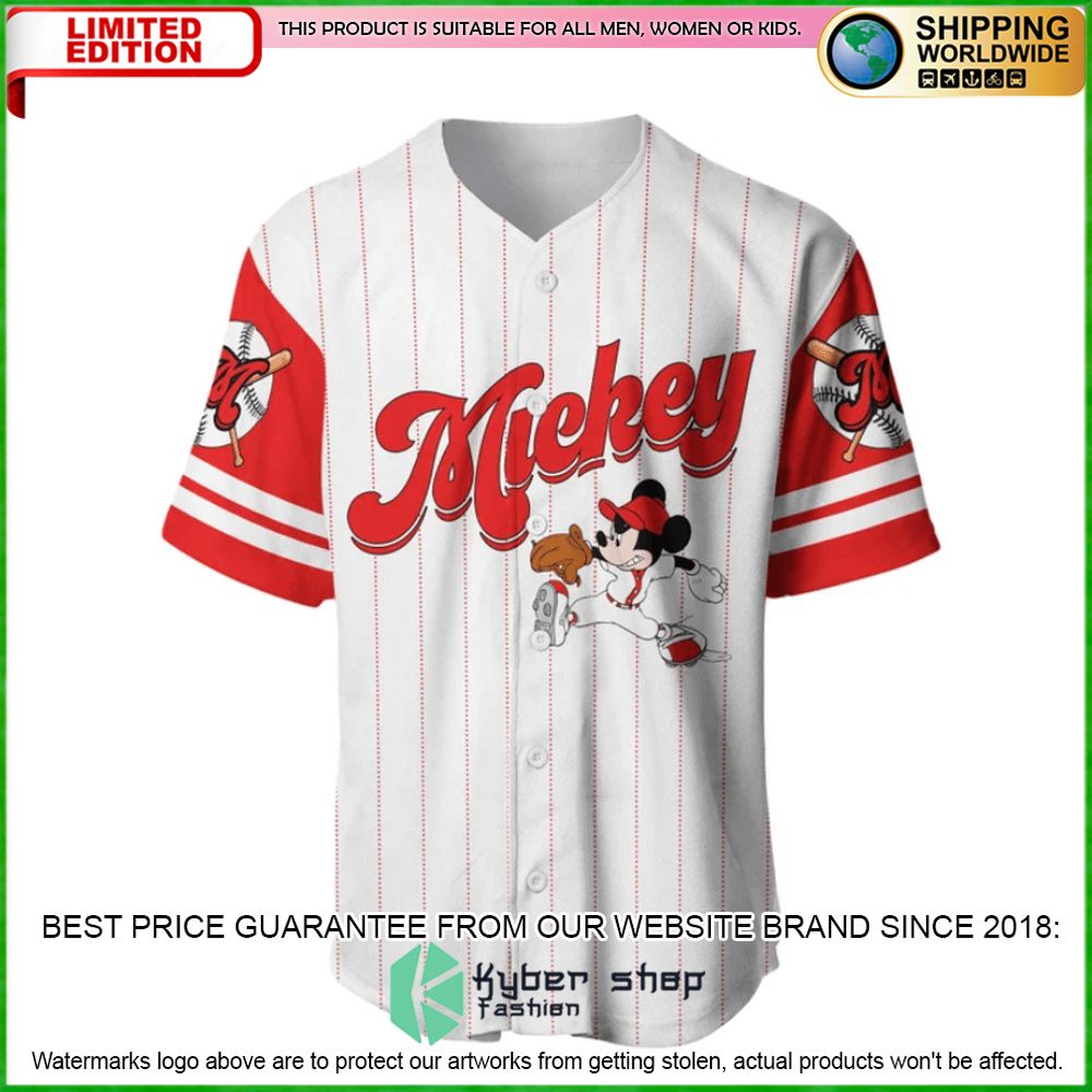 mickey mouse personalized white red baseball jersey limited editionfgkc5
