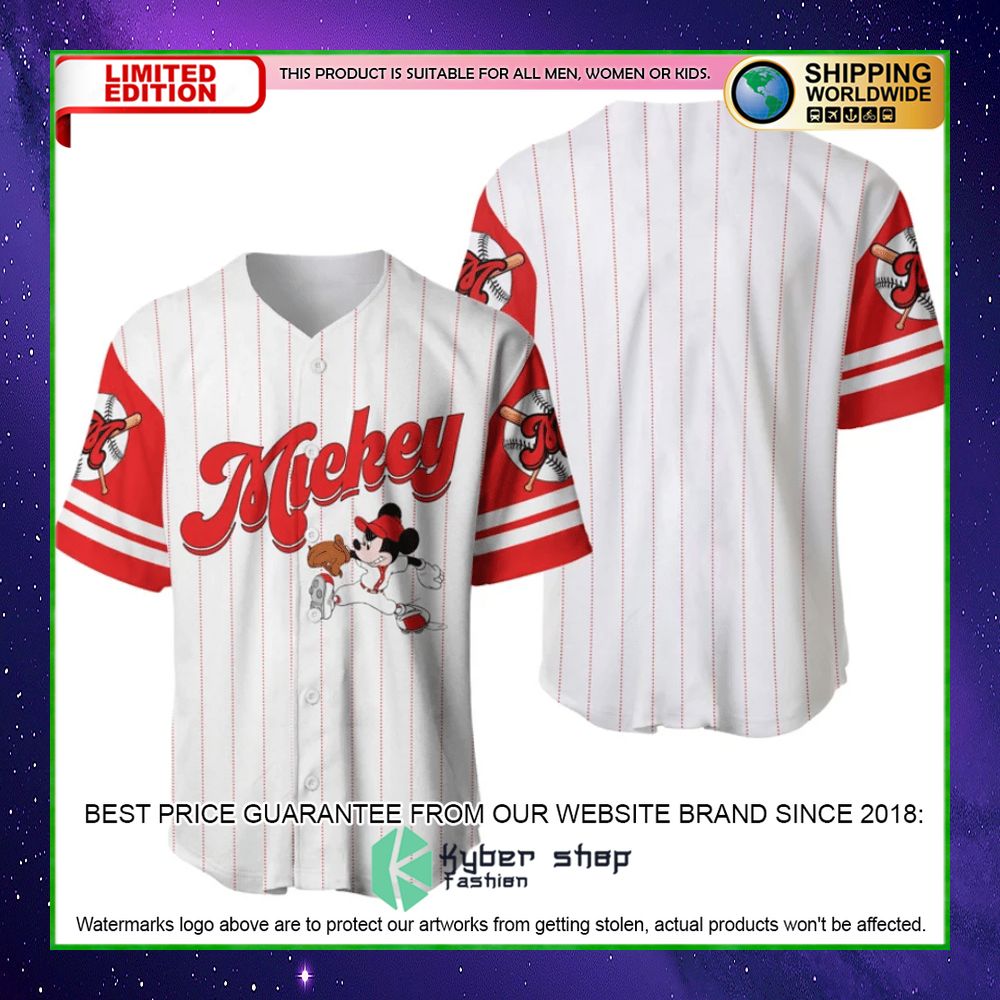 mickey mouse personalized white red baseball jersey limited editiontumoe