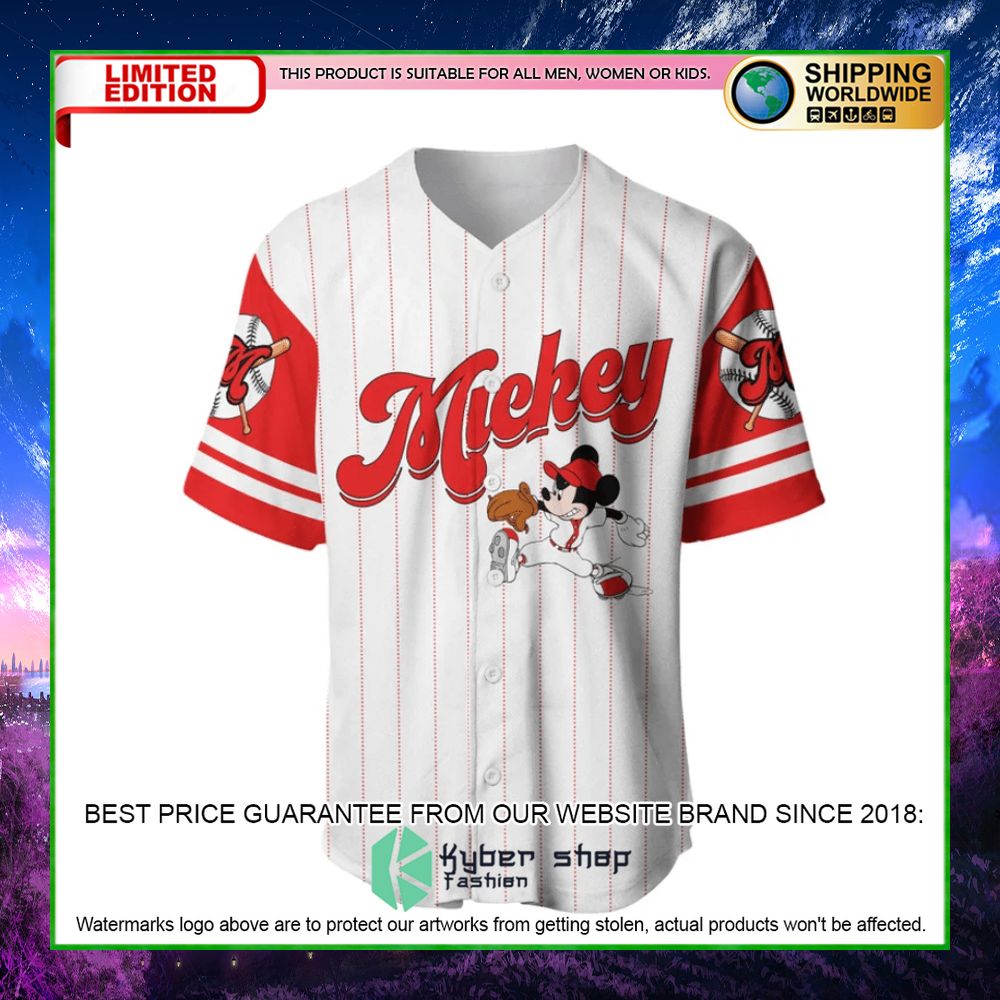 mickey mouse personalized white red baseball jersey limited editionuag7g