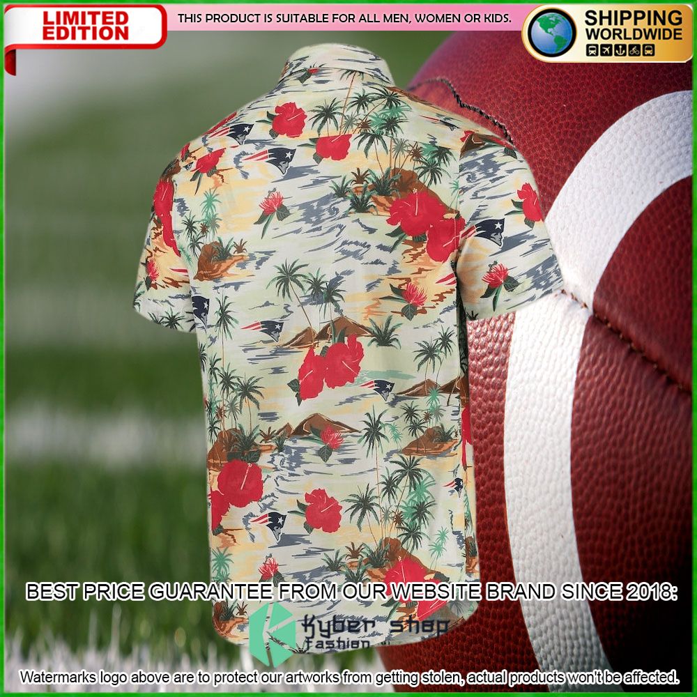 new england patriots cream paradise floral hawaiian shirt limited editionkprpt
