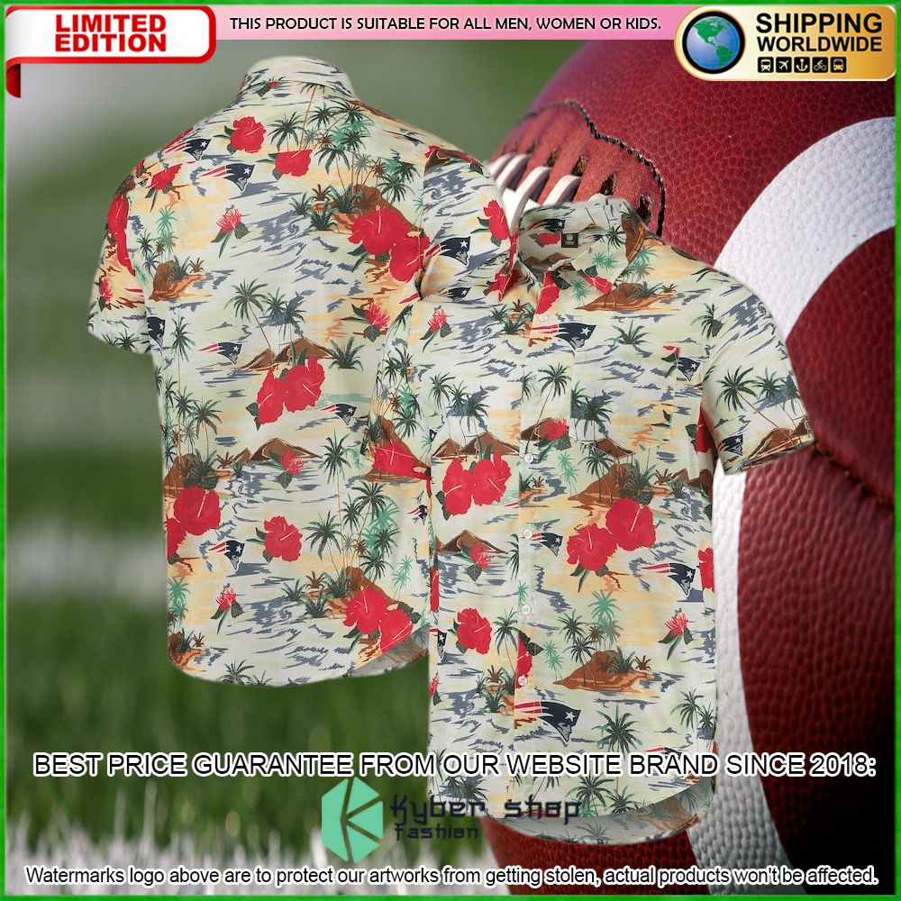new england patriots cream paradise floral hawaiian shirt limited editionqjhow