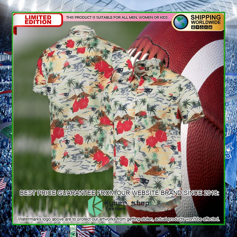 new england patriots cream paradise floral hawaiian shirt limited editionsgfjf