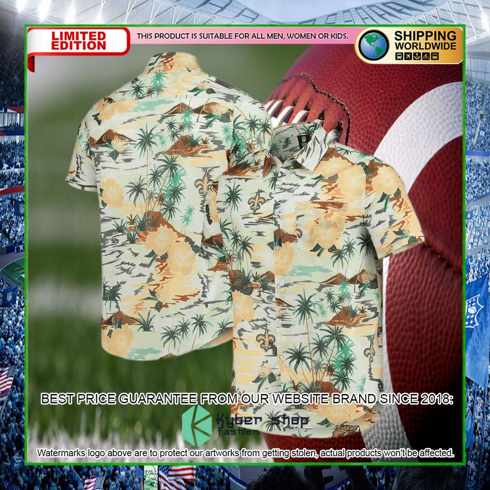 new orleans saints cream paradise floral hawaiian shirt limited edition8p5ln