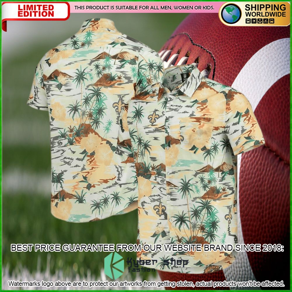new orleans saints cream paradise floral hawaiian shirt limited editionlpstj