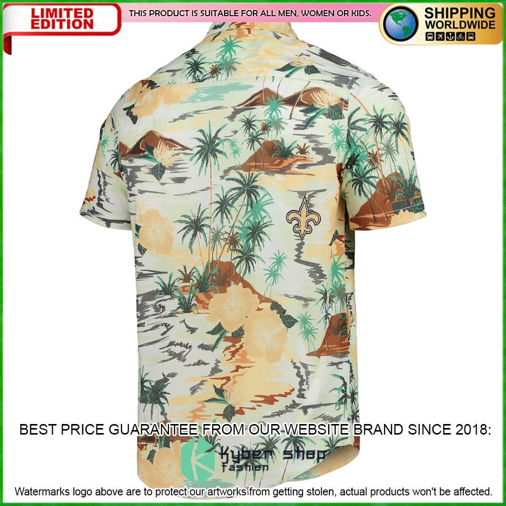 new orleans saints cream paradise floral hawaiian shirt limited