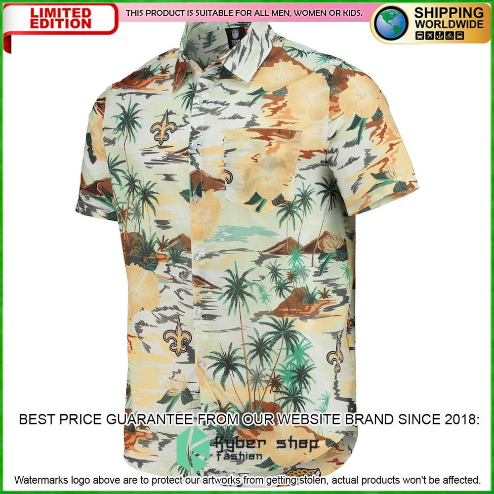 new orleans saints cream paradise floral hawaiian shirt limited editionziqyg