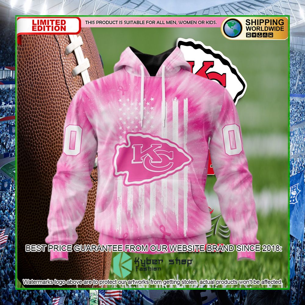 NFL Kansas City Chiefs Pink US Flag Personalized Hoodie, Shirt