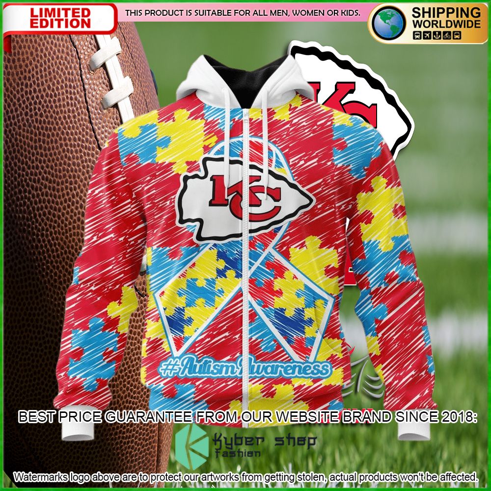 nfl kansas city chiefs team autism awareness personalized hoodie