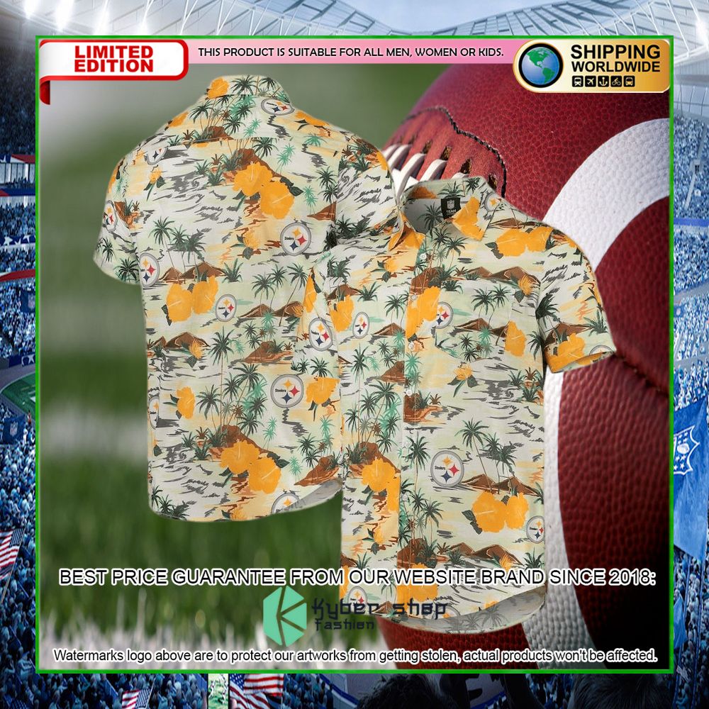 pittsburgh steelers cream paradise floral hawaiian shirt limited editionblv5w