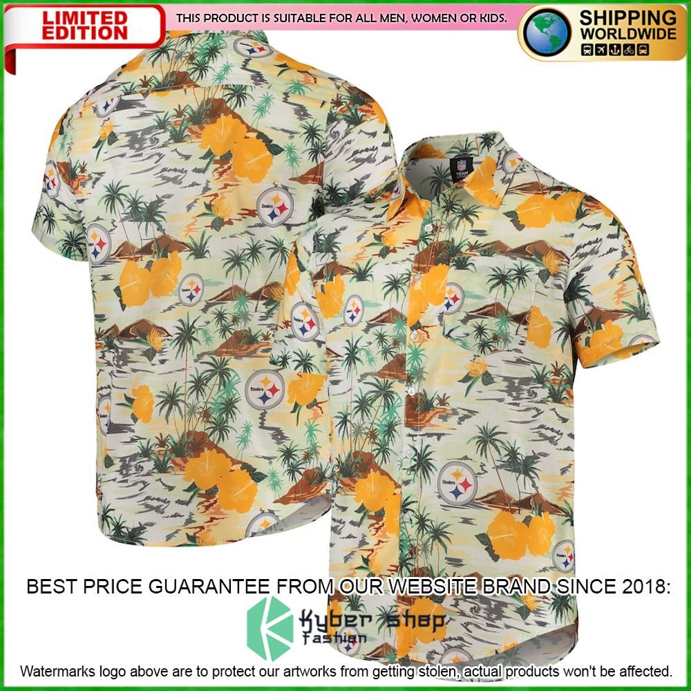 pittsburgh steelers cream paradise floral hawaiian shirt limited editionzni8z