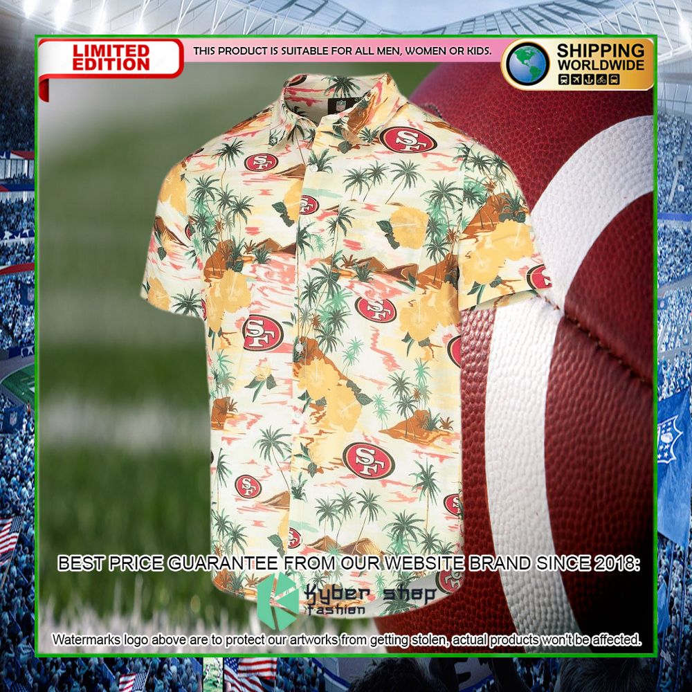san francisco 49ers cream paradise floral hawaiian shirt limited editionkhawq