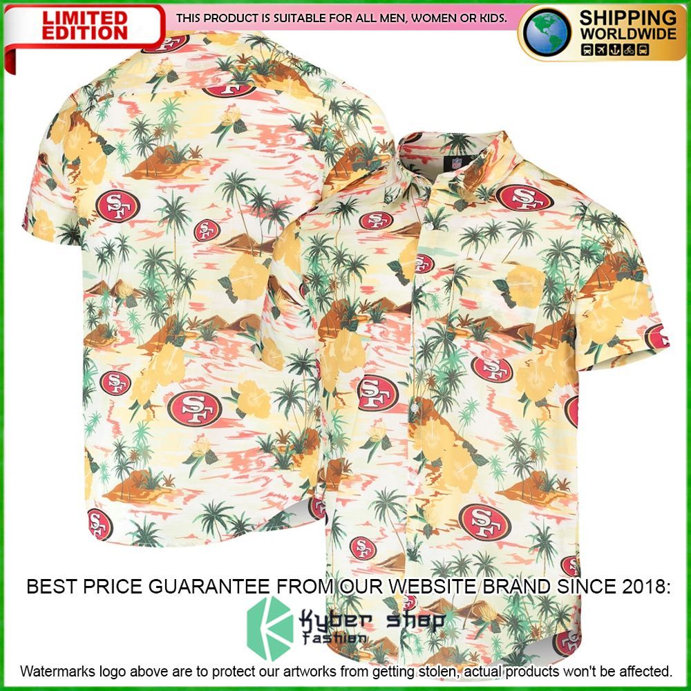 san francisco 49ers cream paradise floral hawaiian shirt limited editiontlk4z