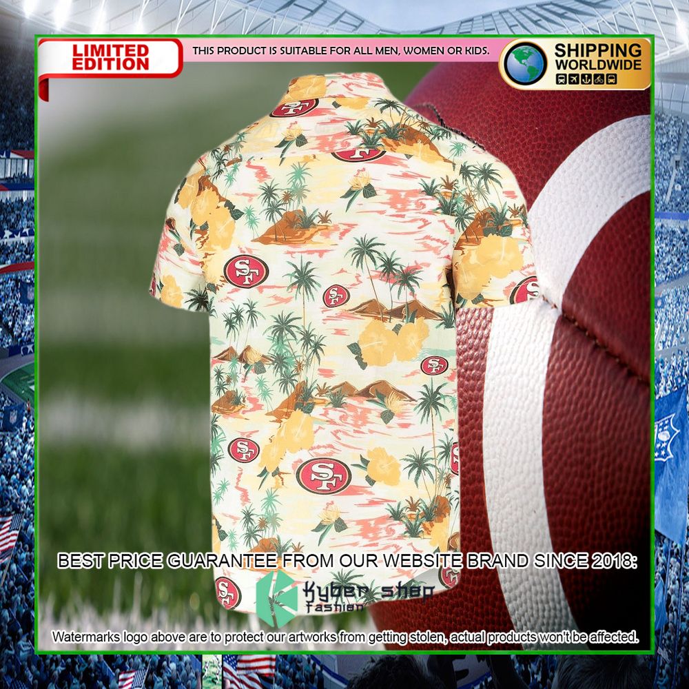 san francisco 49ers cream paradise floral hawaiian shirt limited