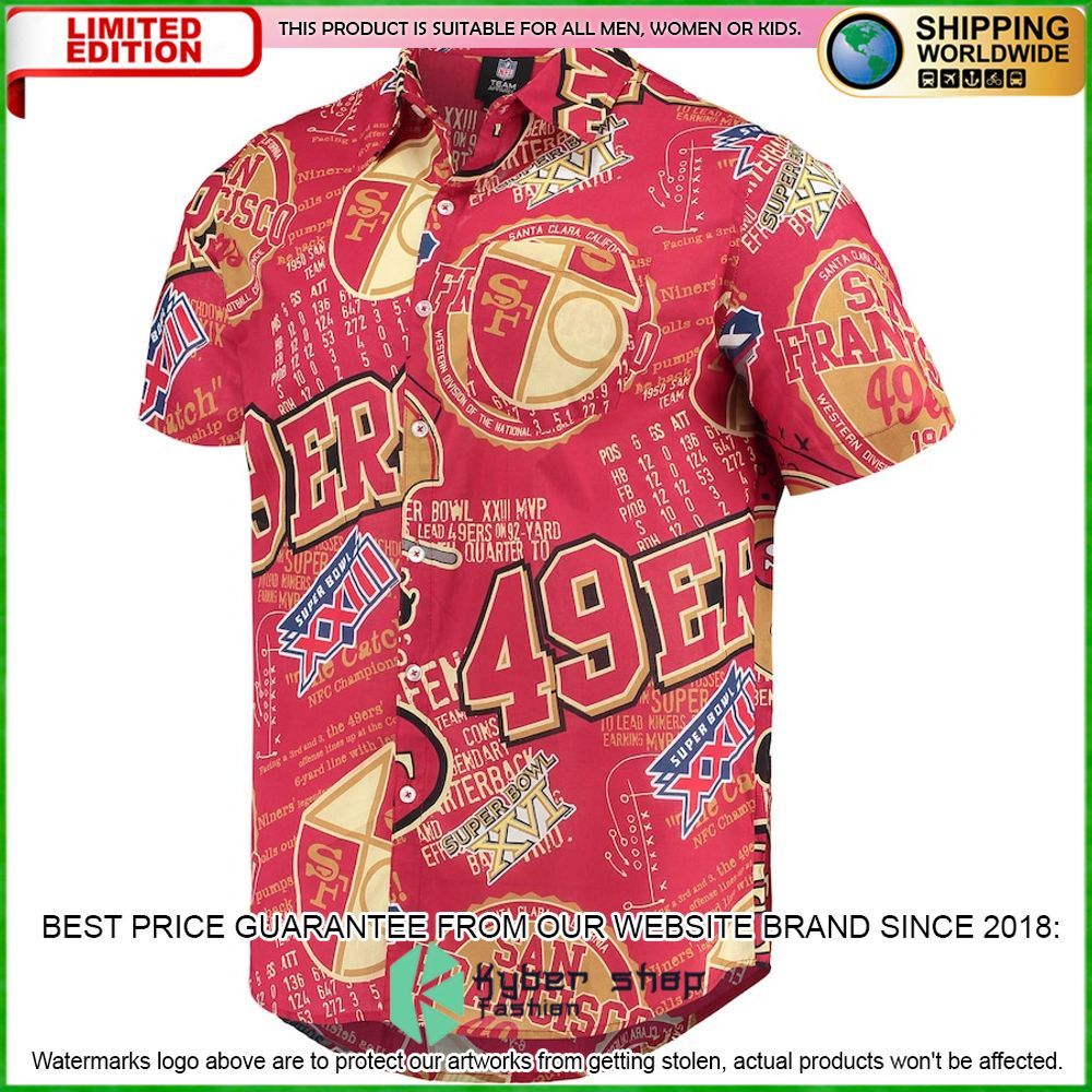 san francisco 49ers scarlet hawaiian shirt limited