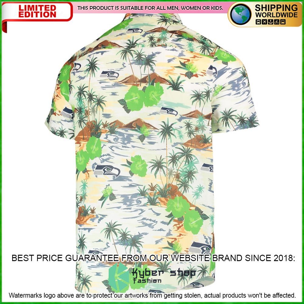 seattle seahawks cream paradise floral hawaiian shirt limited editionygfuw