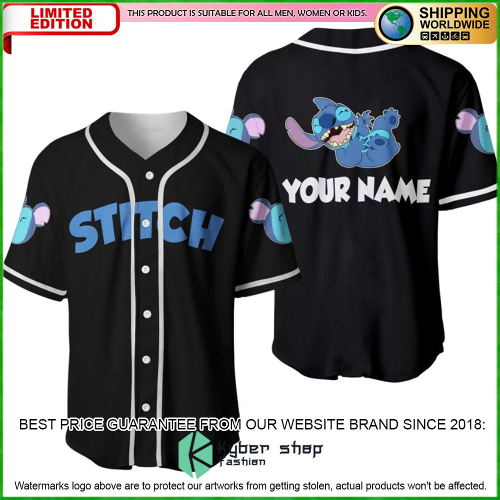 Stitch Black Custom Name Baseball Jersey - LIMITED EDITION