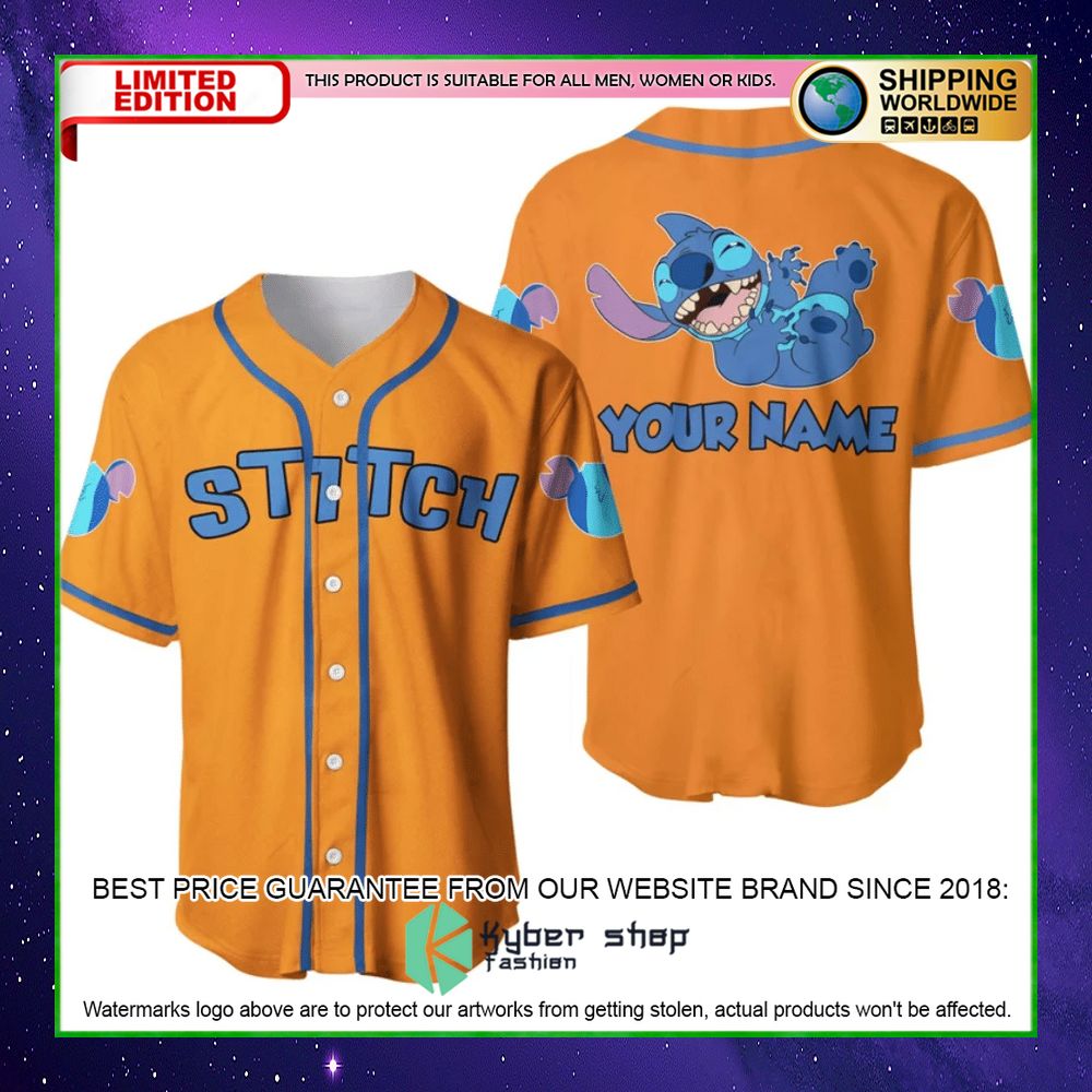 stitch orange custom name baseball jersey limited editiona7itt