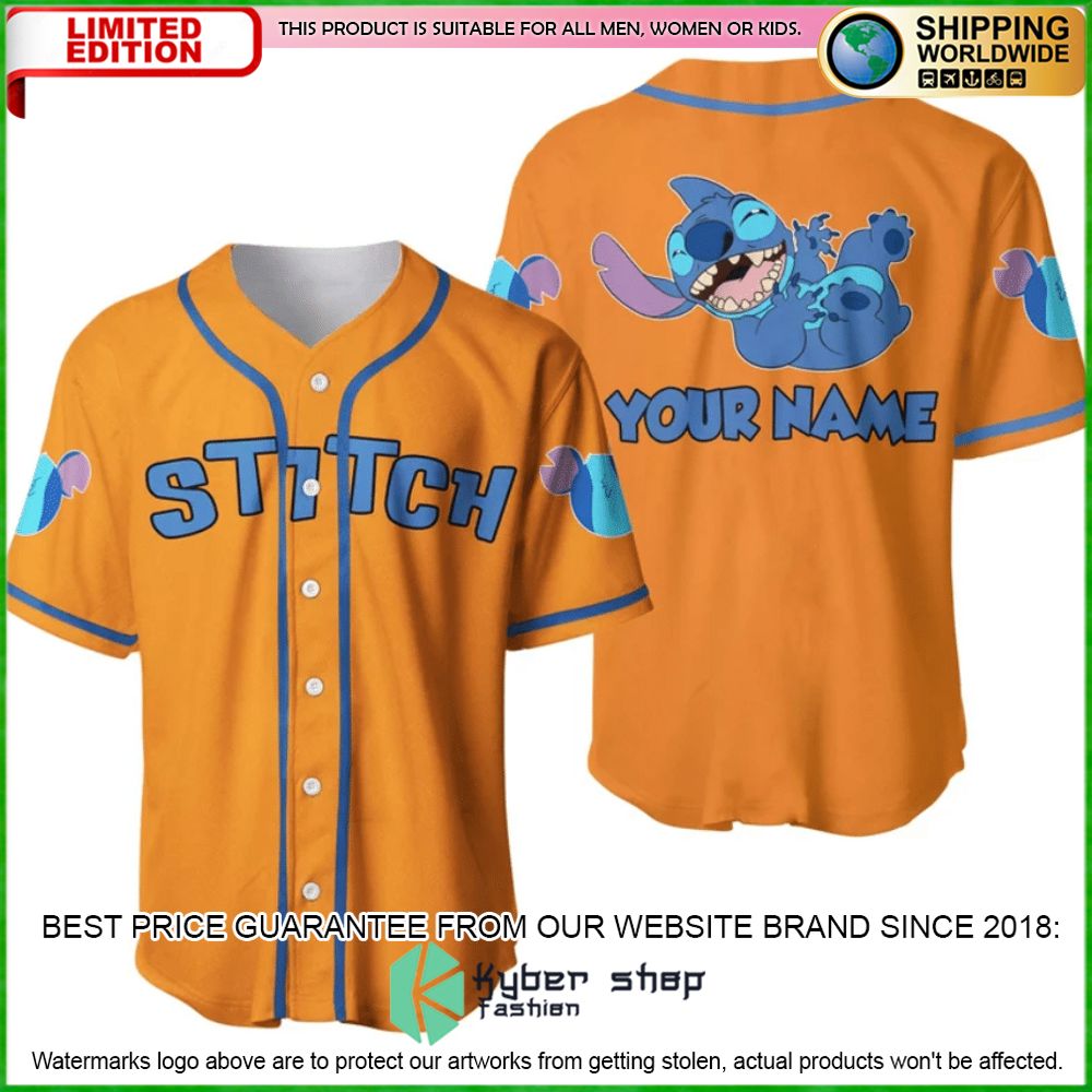 Stitch Orange Custom Name Baseball Jersey - LIMITED EDITION