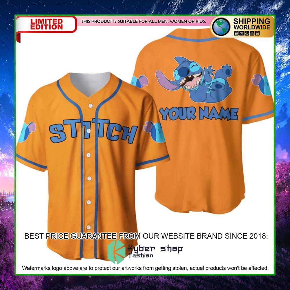 stitch orange custom name baseball jersey limited editionlcaqd