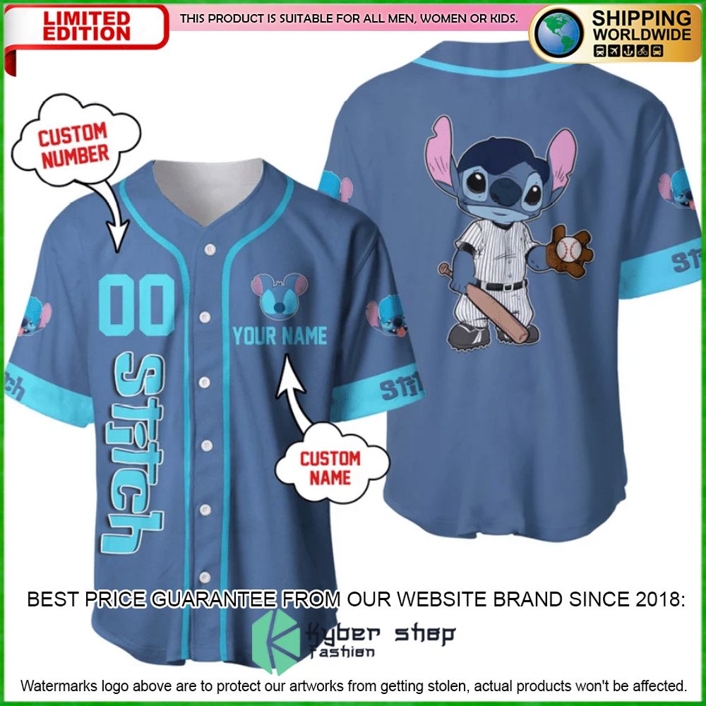 stitch personalized blue baseball jersey limited editionmsyrt