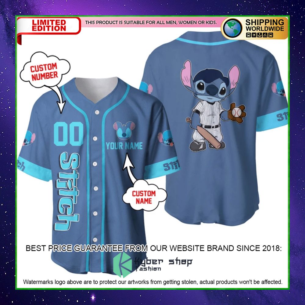 stitch personalized blue baseball jersey limited editionyfc4w