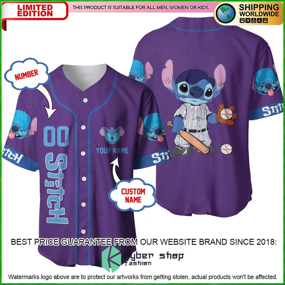 stitch personalized purple baseball jersey limited edition6s14w