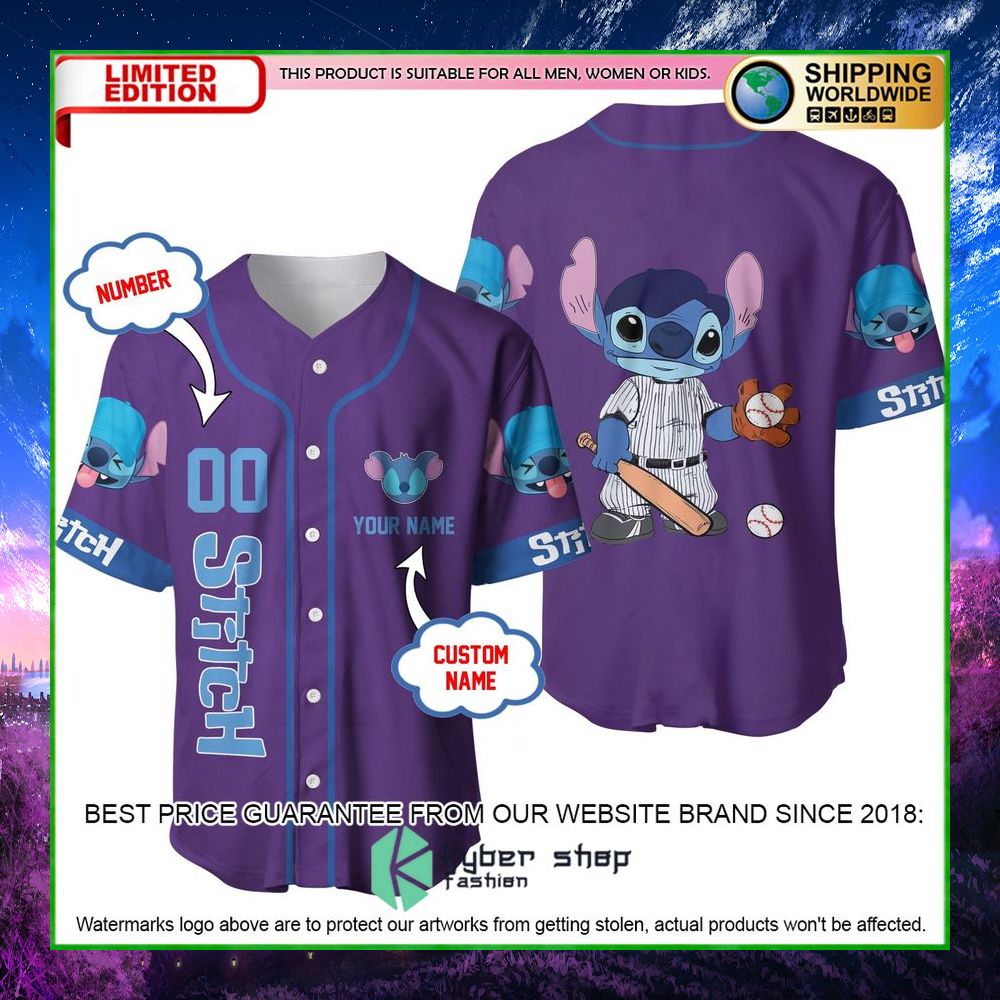 stitch personalized purple baseball jersey limited editionh4scz