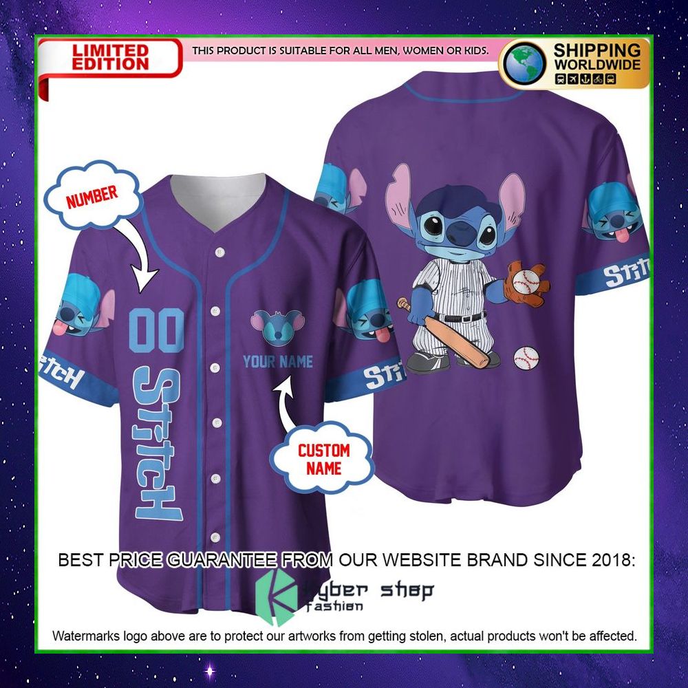 stitch personalized purple baseball jersey limited editionqnut5