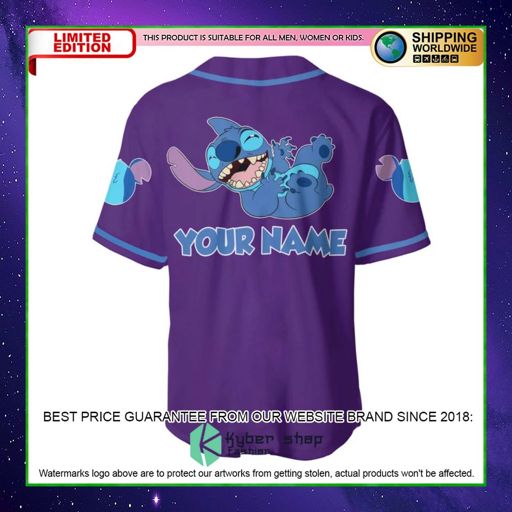 stitch purple custom name baseball jersey limited