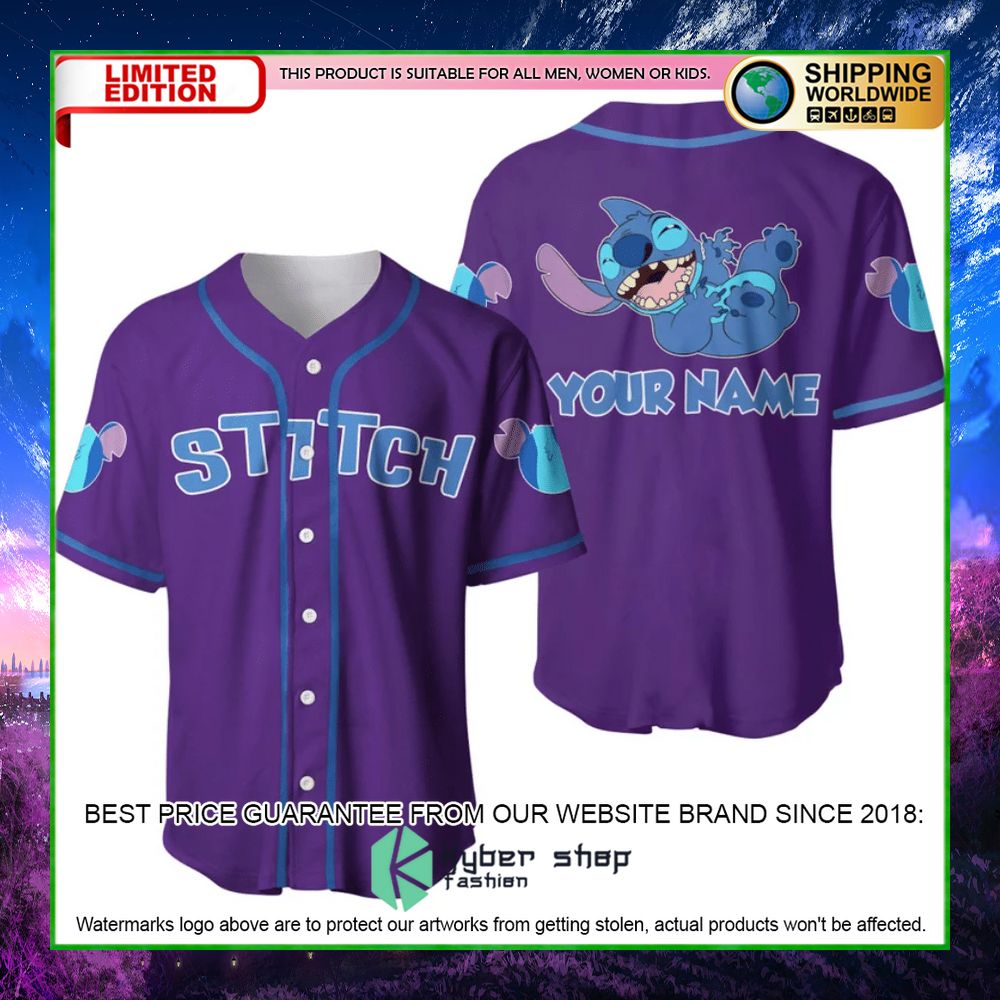 stitch purple custom name baseball jersey limited editionuwdb5