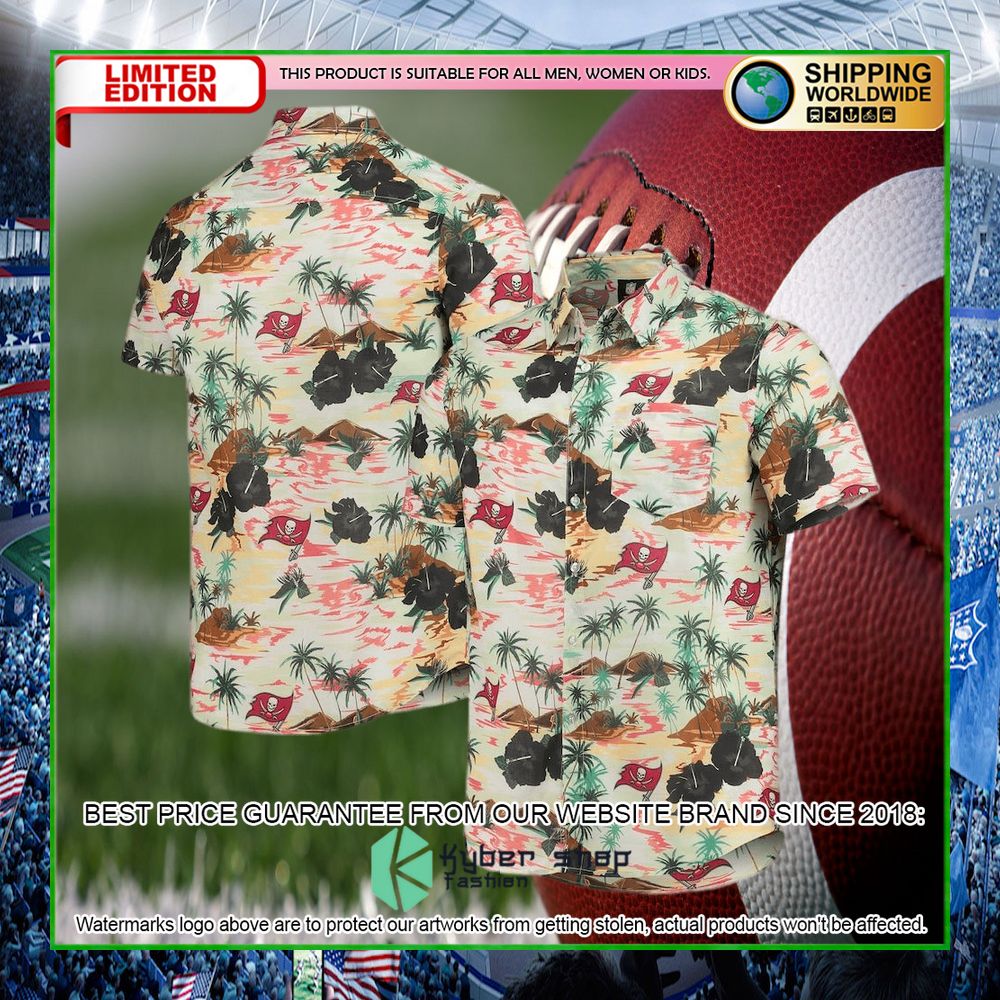 tampa bay buccaneers cream paradise floral hawaiian shirt limited