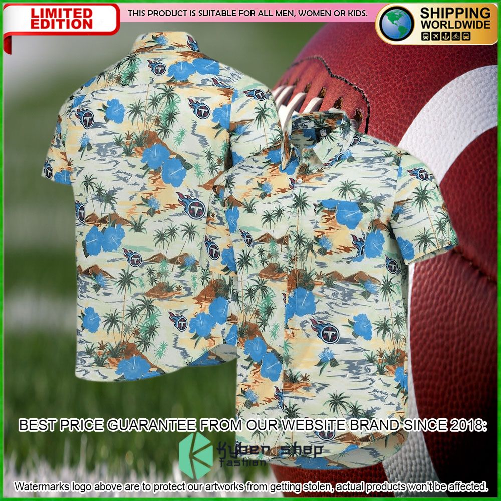 tennessee titans cream paradise floral hawaiian shirt limited edition2n3lc