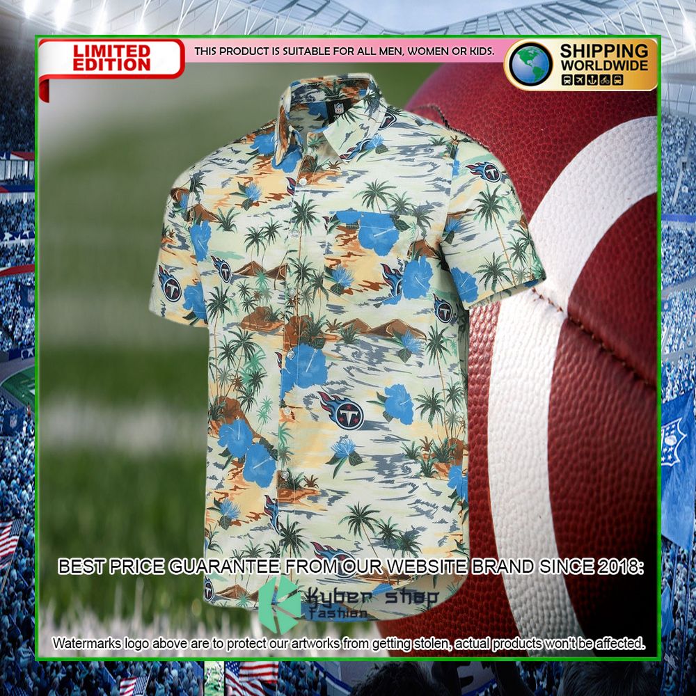 tennessee titans cream paradise floral hawaiian shirt limited editionabkfm