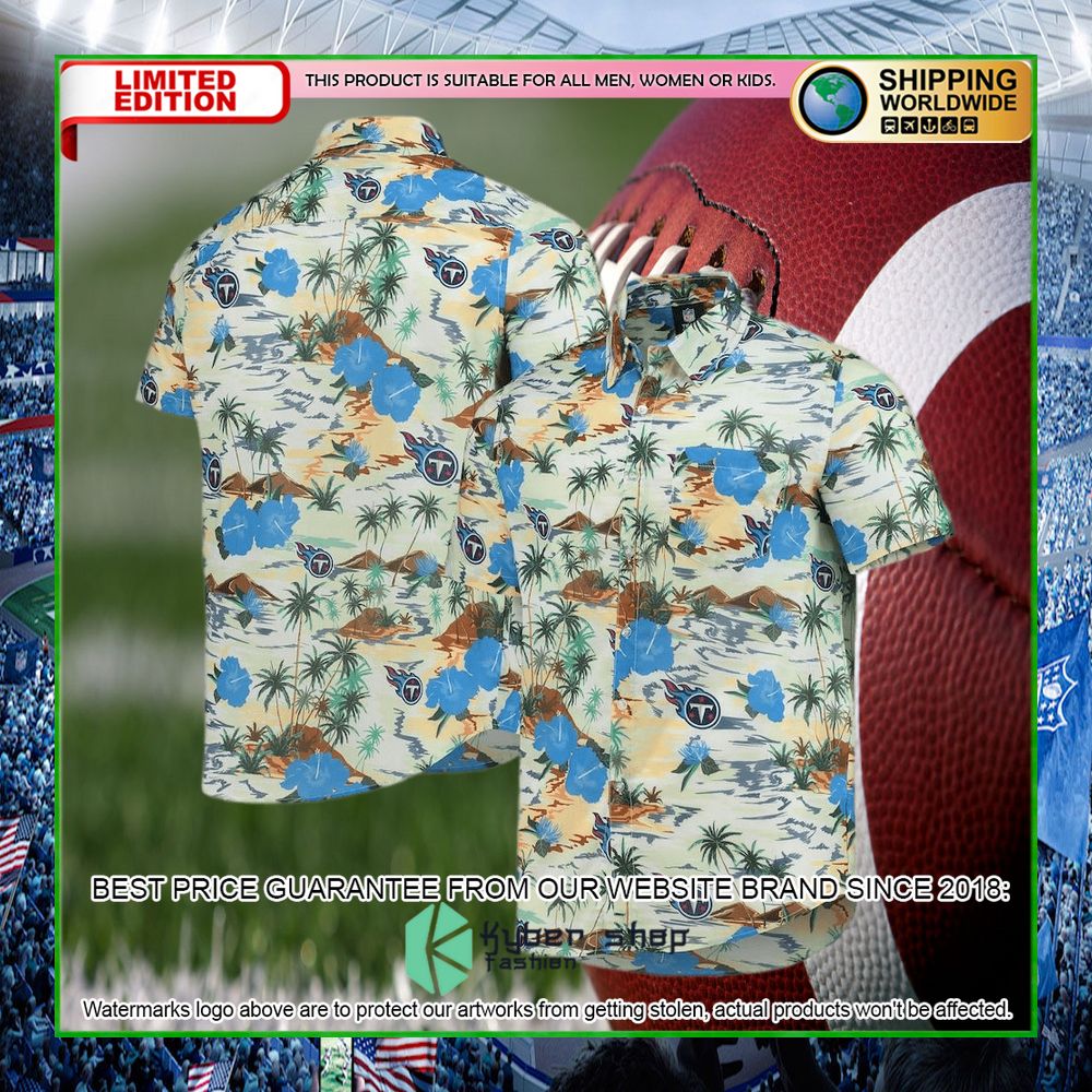 tennessee titans cream paradise floral hawaiian shirt limited editiong5fh3