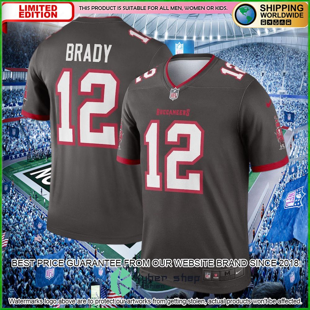 tom brady tampa bay buccaneers nike pewter football jersey limited editiontao7d