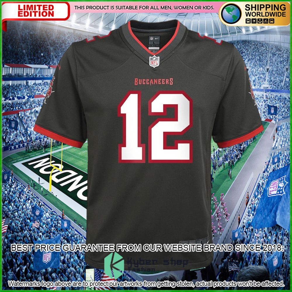 tom brady tampa bay buccaneers team nike pewter football jersey limited editionmzy8l
