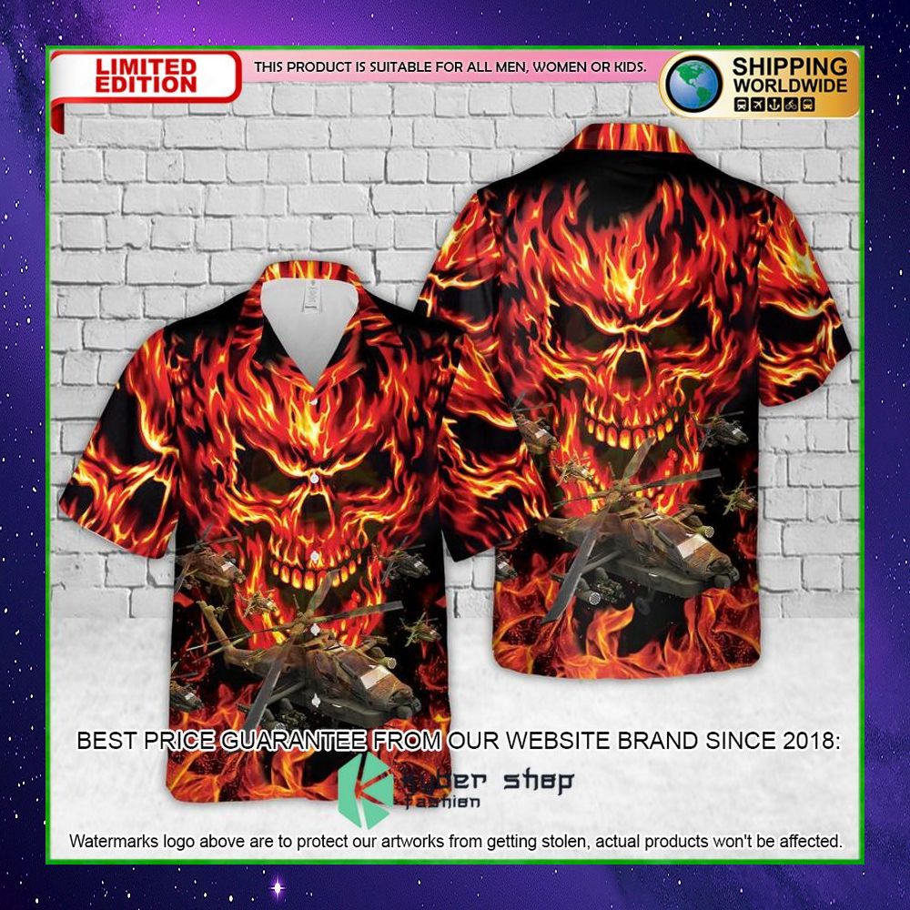 us army boeing ah64 apache skull flame hawaiian shirt limited editionkaysd