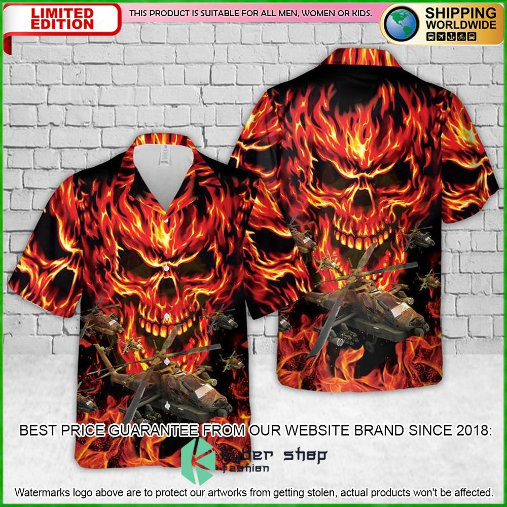 us army boeing ah64 apache skull flame hawaiian shirt limited editionqevvs