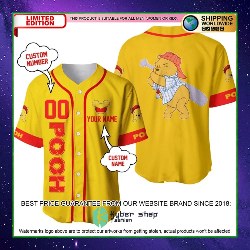 winnie the pooh personalized yellow baseball jersey limited edition2v2ld