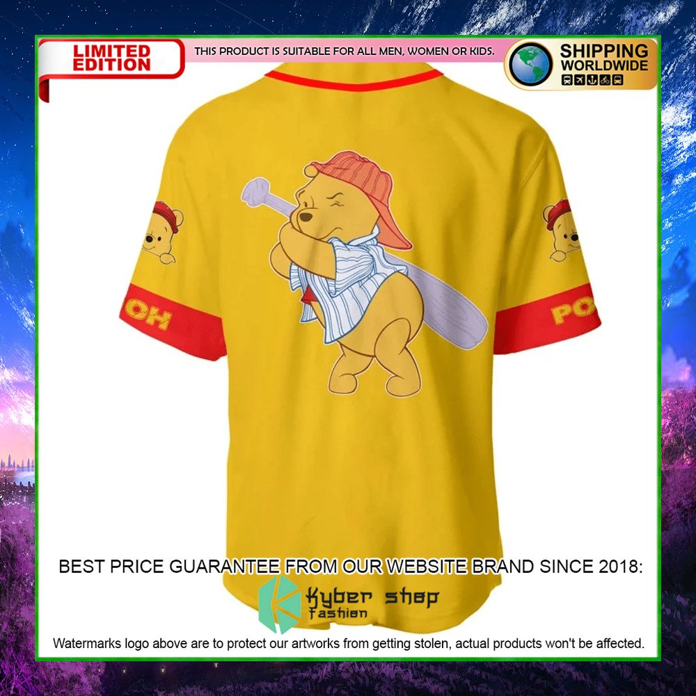 winnie the pooh personalized yellow baseball jersey limited