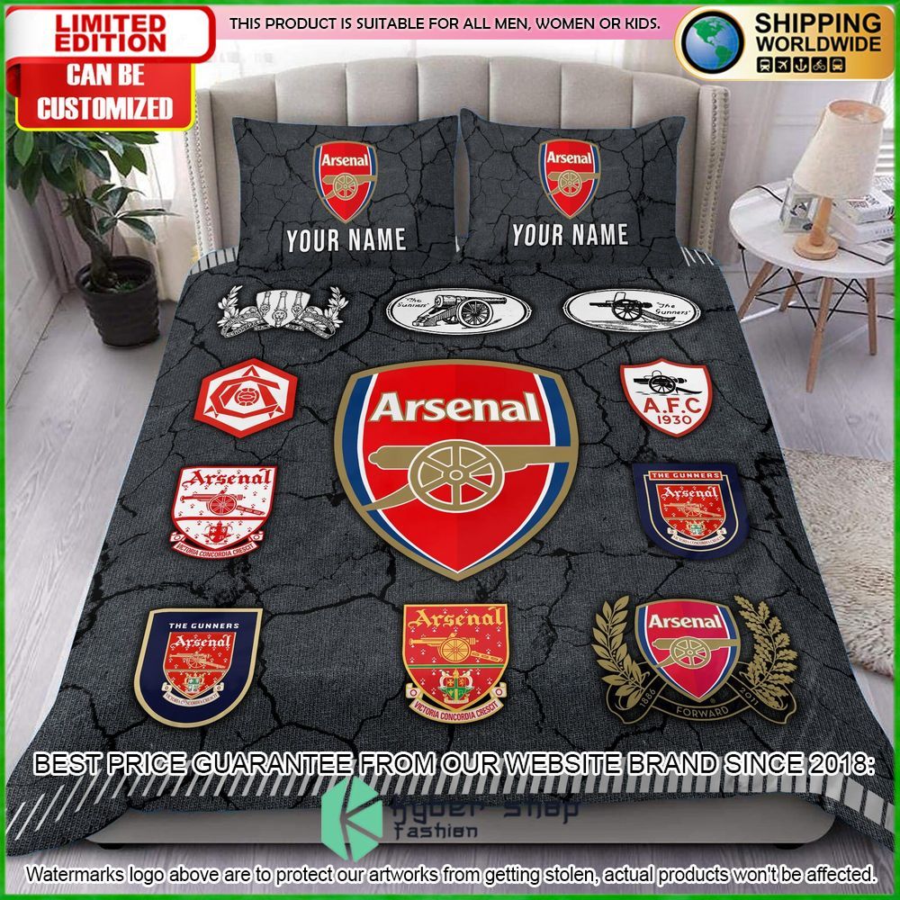 Arsenal Logo History Custom Name Crack Bedding Set - LIMITED EDITION