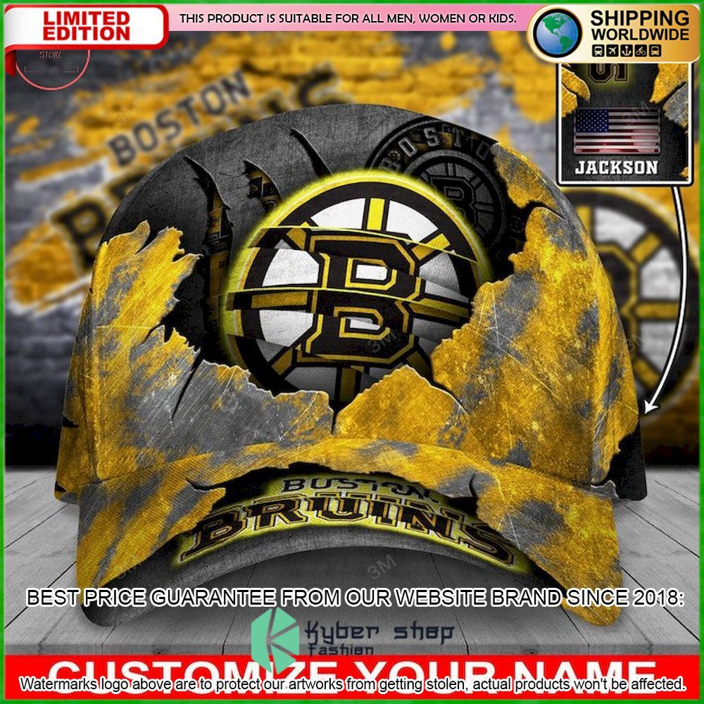 Boston Bruins Skull NHL Custom Name Cap - LIMITED EDITION